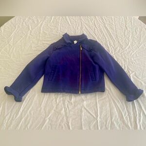 Janie and Jack 3-4 Years Girl’s Blue Jacket w/ Ruffles & Off Center Gold Zipper